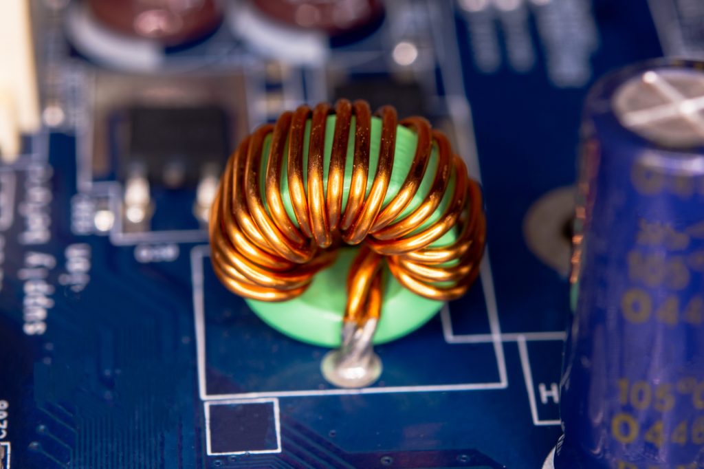 Inductor copper coils on the circuit board