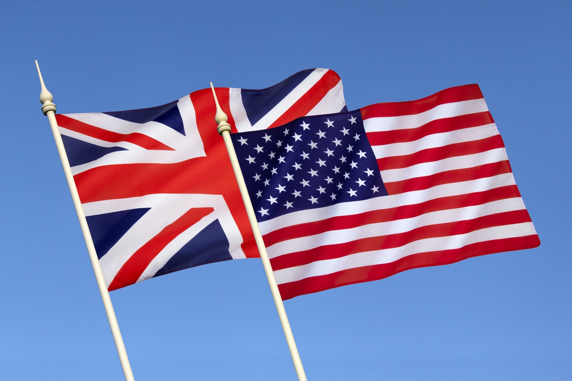 Flags of the United States and Great Britain